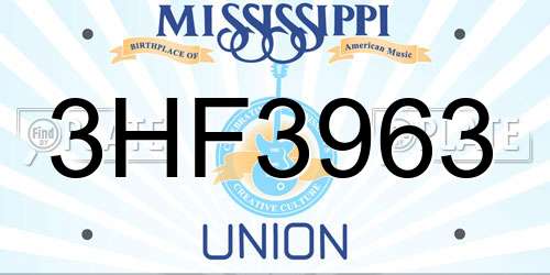 3HF3963 Mississippi License Plate