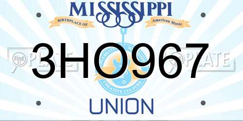 3HO967 Mississippi License Plate