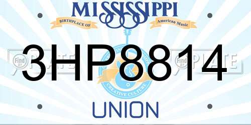 3HP8814 Mississippi License Plate