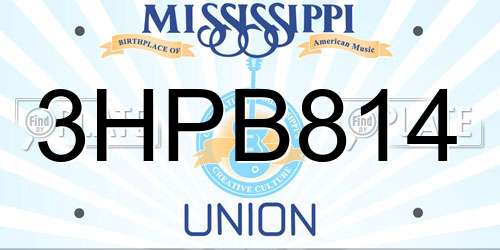 3HPB814 Mississippi License Plate