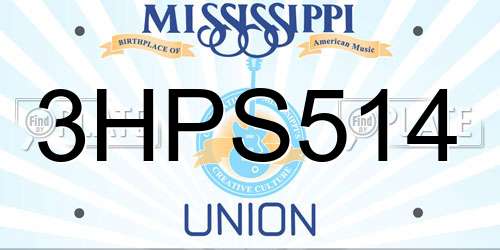 3HPS514 Mississippi License Plate