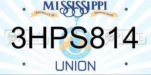 3HPS814 Mississippi License Plate