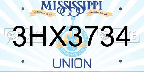 3HX3734 Mississippi License Plate