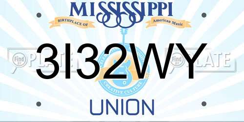 3I32WY Mississippi License Plate