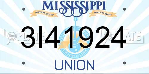 3I41924 Mississippi License Plate