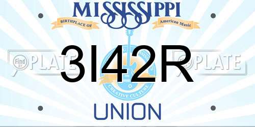 3I42R Mississippi License Plate