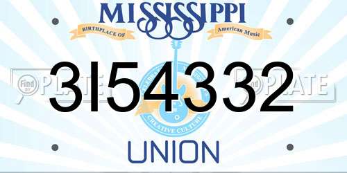 3I54332 Mississippi License Plate
