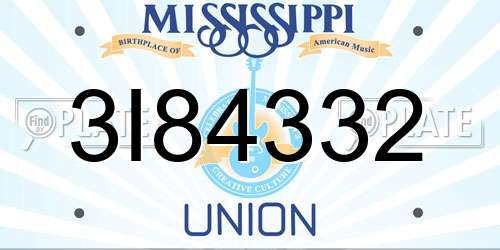 3I84332 Mississippi License Plate
