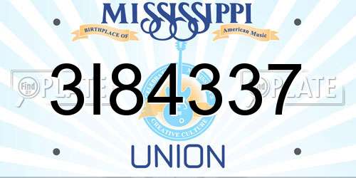 3I84337 Mississippi License Plate