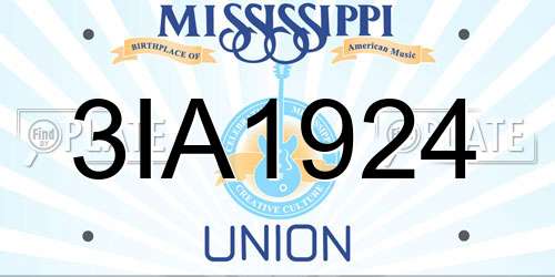 3IA1924 Mississippi License Plate