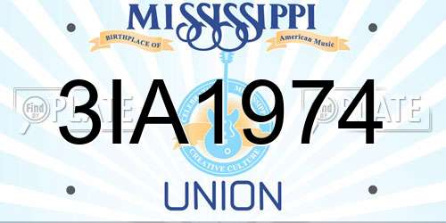 3IA1974 Mississippi License Plate