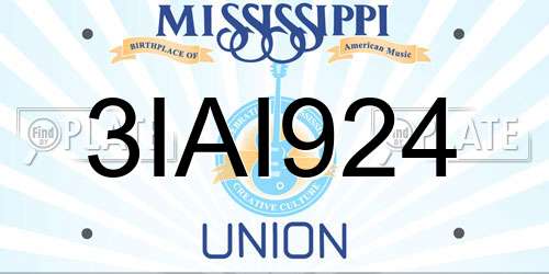 3IAI924 Mississippi License Plate