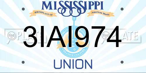 3IAI974 Mississippi License Plate