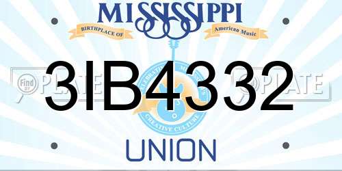 3IB4332 Mississippi License Plate