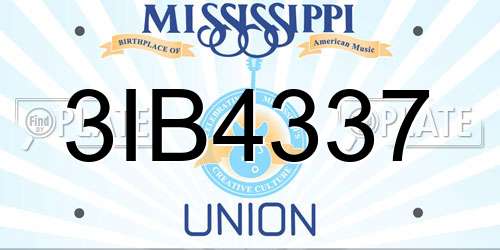 3IB4337 Mississippi License Plate
