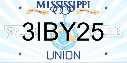 3IBY25 Mississippi License Plate