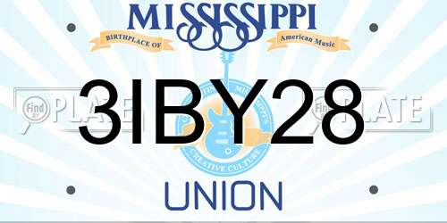 3IBY28 Mississippi License Plate