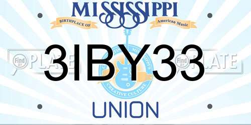3IBY33 Mississippi License Plate