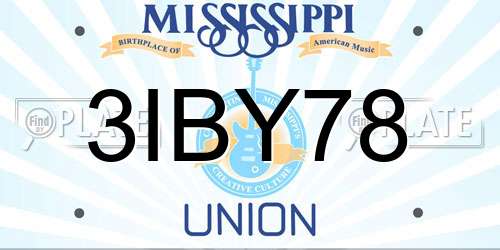 3IBY78 Mississippi License Plate