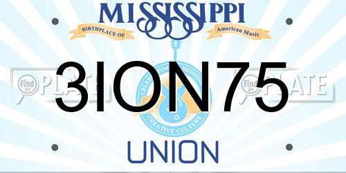 3ION75 Mississippi License Plate