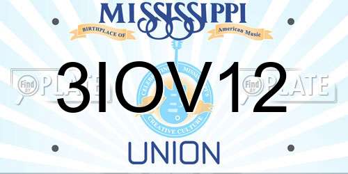 3IOV12 Mississippi License Plate