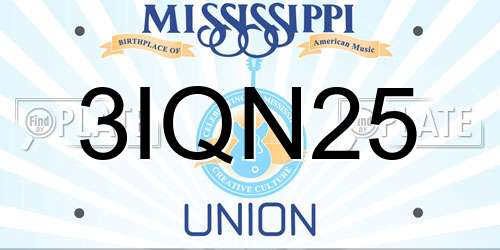 3IQN25 Mississippi License Plate