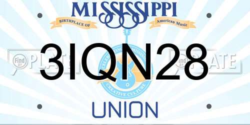 3IQN28 Mississippi License Plate