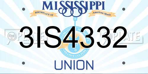 3IS4332 Mississippi License Plate
