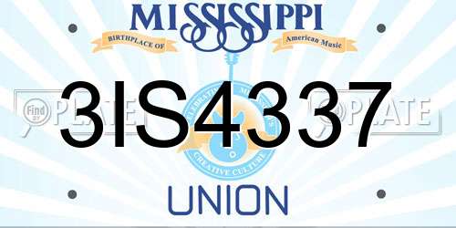 3IS4337 Mississippi License Plate