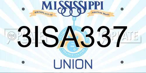 3ISA337 Mississippi License Plate
