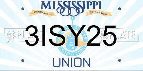 3ISY25 Mississippi License Plate
