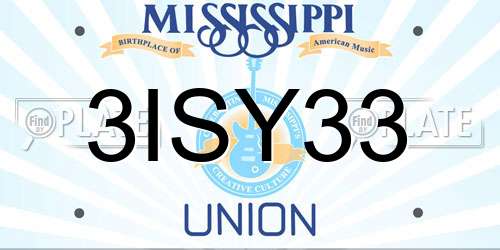 3ISY33 Mississippi License Plate