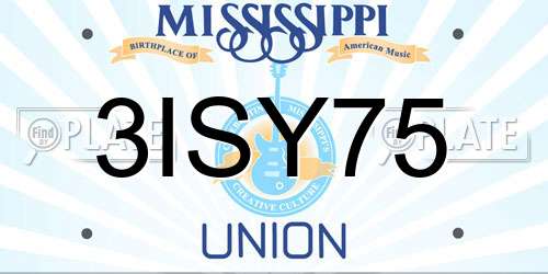 3ISY75 Mississippi License Plate