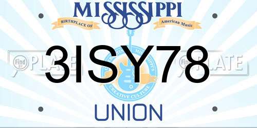 3ISY78 Mississippi License Plate