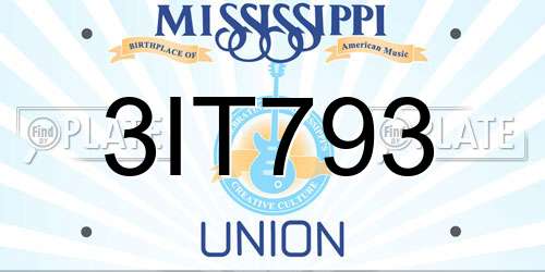 3IT793 Mississippi License Plate