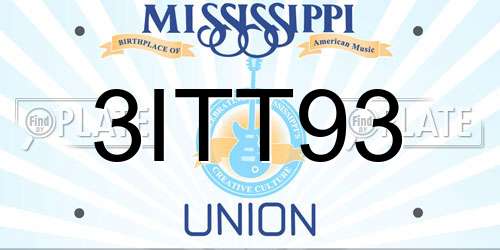 3ITT93 Mississippi License Plate