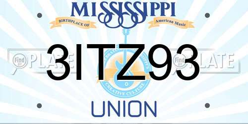 3ITZ93 Mississippi License Plate