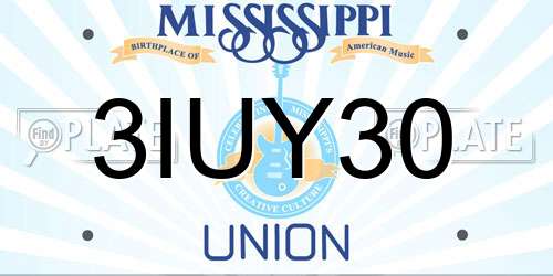 3IUY30 Mississippi License Plate