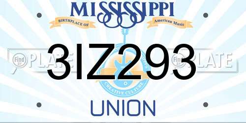 3IZ293 Mississippi License Plate
