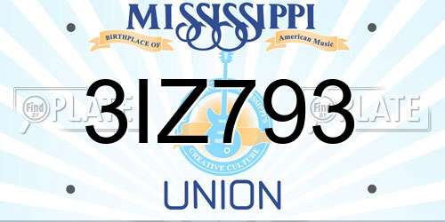 3IZ793 Mississippi License Plate