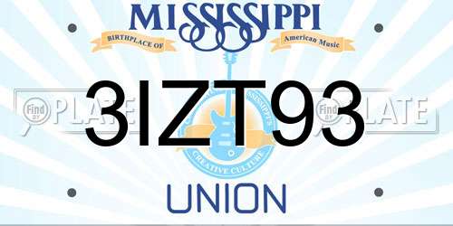 3IZT93 Mississippi License Plate