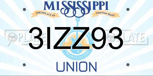 3IZZ93 Mississippi License Plate
