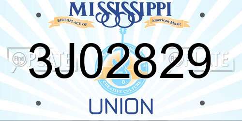 3J02829 Mississippi License Plate