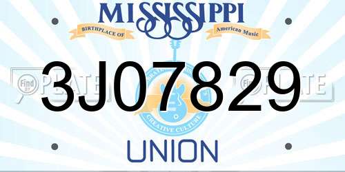 3J07829 Mississippi License Plate