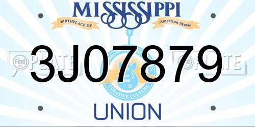 3J07879 Mississippi License Plate