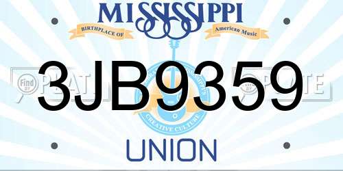 3JB9359 Mississippi License Plate