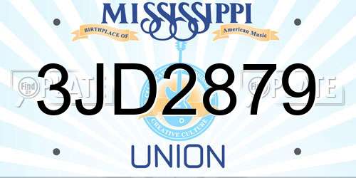 3JD2879 Mississippi License Plate