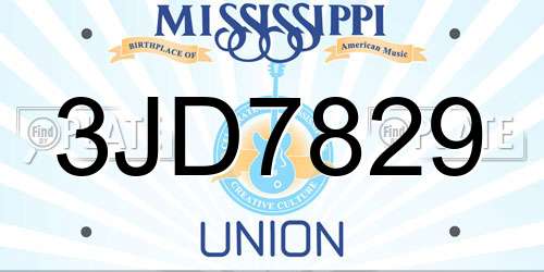 3JD7829 Mississippi License Plate