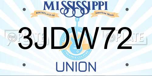 3JDW72 Mississippi License Plate