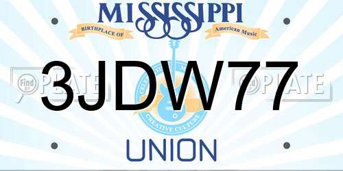 3JDW77 Mississippi License Plate